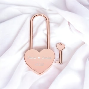 Personalized HEART LOCK Love Padlock Couples Gift for Him Dad Men Her Mom Girlfriend Husband Promise Bridge Wedding Birthday Custom Engraved