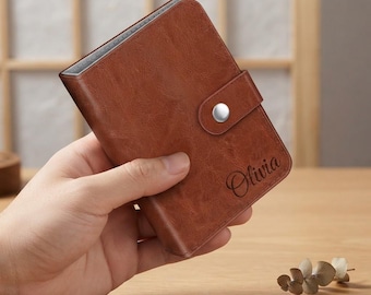 Personalized Mini Photo Album Book for Fujifilm Instax Mini Polaroid Kpop Photocard Holder Vintage Brown Custom Engraved Gift