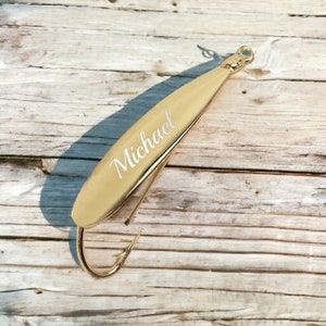Personalisierte Fischköder Geschenk Löffel Filet Groomsmen Geschenk für Ihn Papa Männer Ehemann Bruder Opa Fischer Gold Geburtstag Individuell graviert
