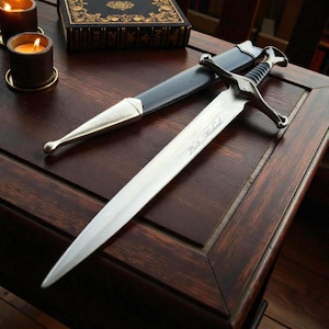 Personalized FANTASY SWORD & SHEATH Knight Dagger Cosplay Fantasy Scabbard Groomsmen Gift for Him Dad Men Custom Boyfriend 13.5" Mothers Day