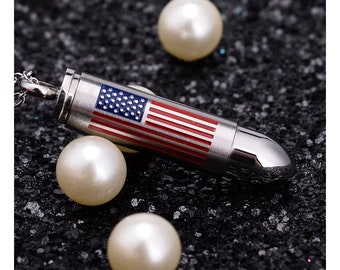 Personalized BULLET URN NECKLACE Cremation Jewelry for Men Women Human Ashes Keepsake Dog Cat Hair Pet Memorial Waterproof Custom Engraved
