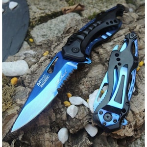 Personalized POCKET KNIFE for with Clip Knives Groomsmen Gift for Him Dad Men Multitool Blue Birthday Boyfriend Grandpa Custom Engraved