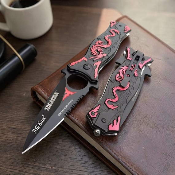 Personalized POCKET KNIFE With Clip Knives Red DRAGON Multitool
