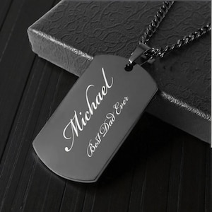 Personalized DOGTAG NECKLACE for Men Dog Tag Pendant Army Navy Marines Military Veteran Birthday Gift for Him Dad Son Name Christmas Custom