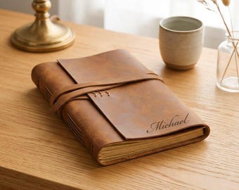 Personalized LEATHER JOURNAL for Men Women Travel Diary Notebook Graduation Birthday Gift for Him Her Teacher Coach Wedding Fathers Day