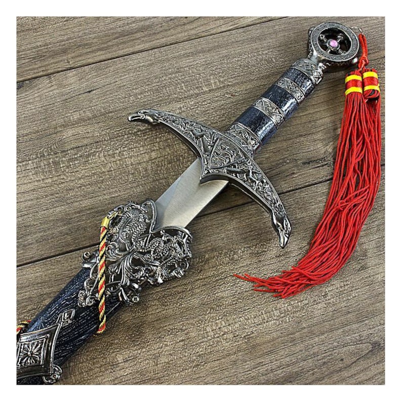 Personalized FANTASY SWORD & SHEATH Custom Engraved Swords Gamer Cosplay Larp Groomsmen Gifts for Dad Him Boyfriend Gift for Men Man image 1