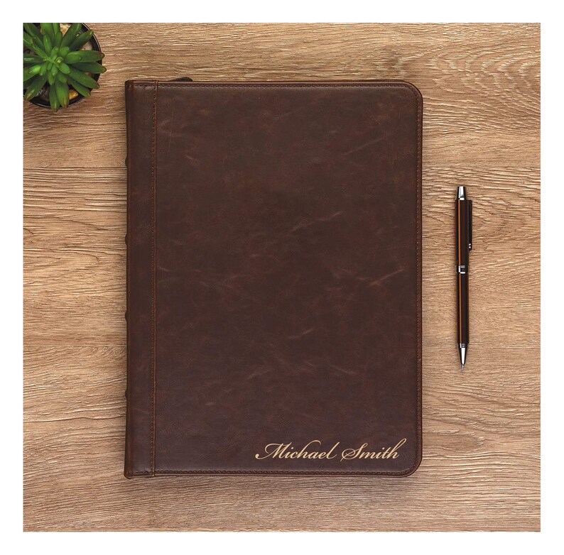 Personalized LEATHER PORTFOLIO & ZIPPER Custom Padfolio Pad Etsy