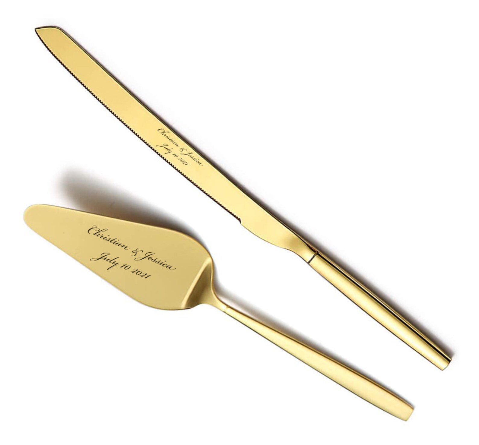 Personalized Wedding CAKE CUTTING SET Gold Serving Cutter Etsy