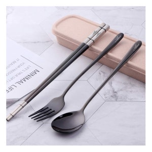 Personalized UTENSIL SET & CASE Fork Spoon Chopsticks Chop Sticks Custom Gifts for Her Women Mom Home Housewarming Kitchen Wedding Engraved