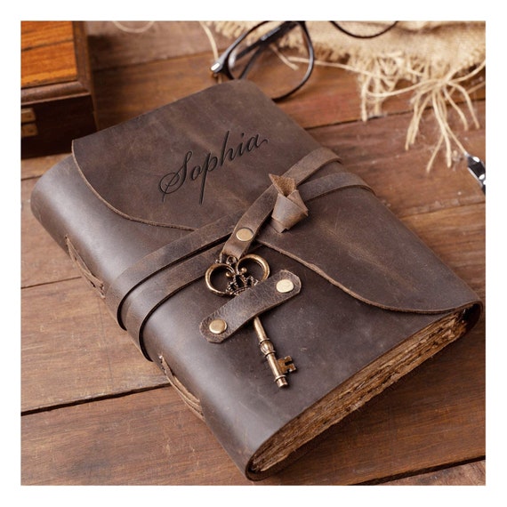 Personalized Leather Journal Leather Sketchbook Diary free Stamp