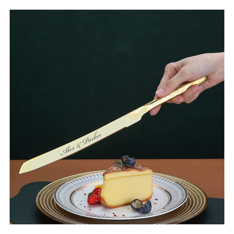 Personalized Wedding Cake Cutting Set GOLD KNIFE & SERVER Etsy