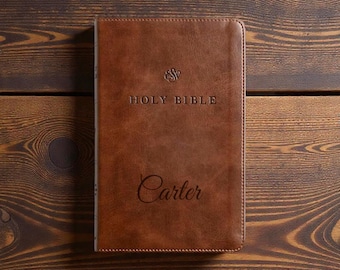 Personalized Leather ESV BIBLE Christian Graduation Gift for Him Dad Men Her Mom Women Wedding Pastor Keepsake Custom Engraved Engraved