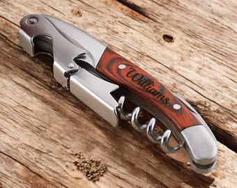 Personalized CORKSCREW Wine Bottle Opener Groomsmen Birthday Gift for Him Dad Men Bridesmaid Her Women Mom Wedding Custom Boyfriend Mothers