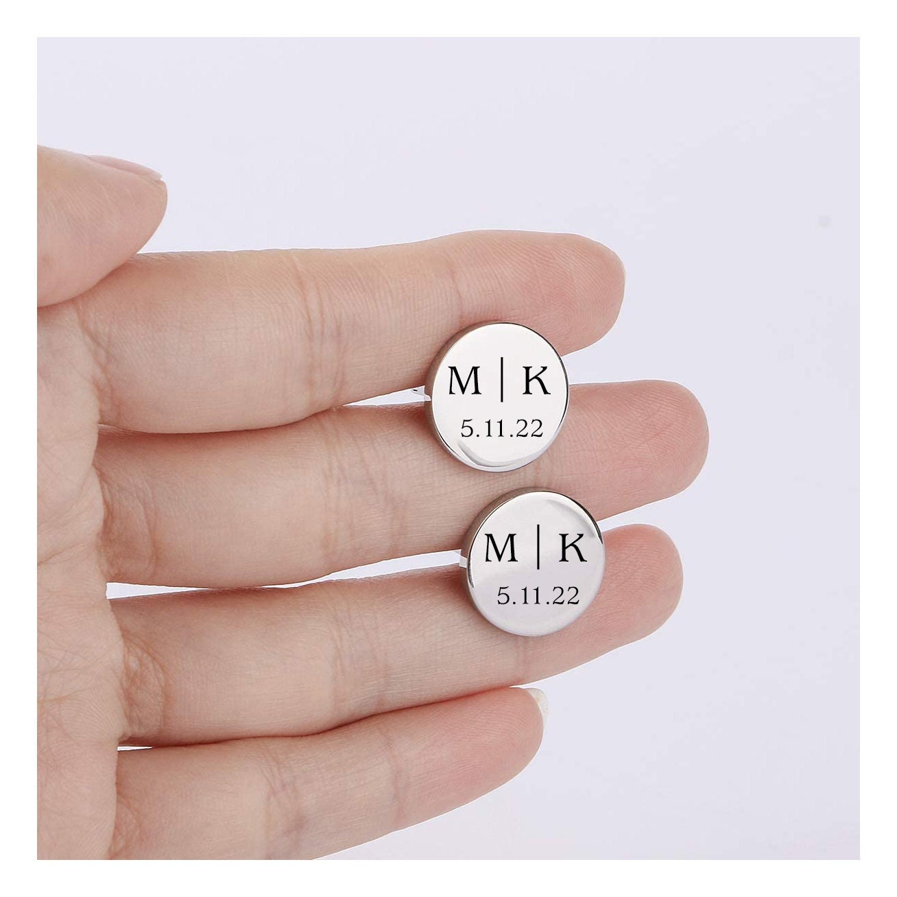Personalized CUFFLINKS for Groom Cuff Links Groomsmen Gift for Him Dad Men Father of Bride Groom Wedding Silver Gold Black Custom Engraved