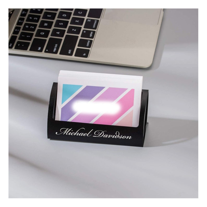Personalized Business Card Holder Stand Case BLACK Office Etsy