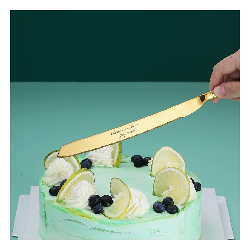 Personalized Wedding CAKE CUTTING SET Gold Serving Cutter Etsy