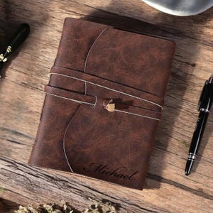Personalized LEATHER JOURNAL for Men Women Travel Diary Notebook Graduation Birthday Gift for Him Her Teacher Coach Wedding Custom Engraved