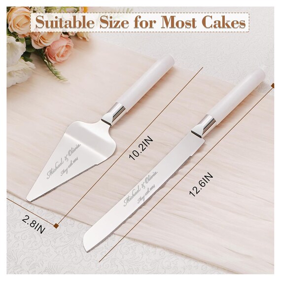 Set Coltello E Paletta Per Torta Nuziale Personalizzabile - Incisione Nome E Data, Acciaio Inossidabile, Regalo Matrimonio - Foto 5