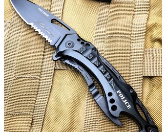 Personalized POLICE POCKET KNIFE for Knives Law Enforcement Officer Cop Multitool Groomsmen Birthday Gift for Him Dad Men Hunting Custom