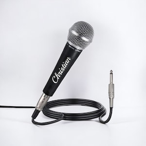 Personalized Vocal Microphone Wired Karaoke Singing Singer Gift for Him Dad Men Gift for Her Women Mom 15ft Cable Birthday Custom Engraved