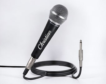 Personalized Vocal Microphone Wired Karaoke Singing Singer Custom Engraved Gifts for Him Dad Boyfriend Gift for Men Her Women Mom 15ft Cable