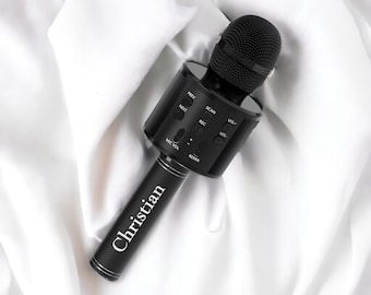 Personalized BLUETOOTH MIC Microphone Karaoke Singing Singer Birthday Gift for Him Dad Men Gift for Her Women Mom Wedding Custom Mothers Day
