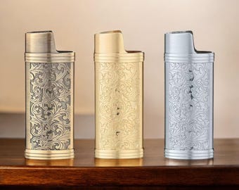 Porta accendino personalizzato con motivo floreale, regalo di compleanno per lui, papà, regalo per uomo, accendini J5, fidanzato, festa del papà, incisione personalizzata.