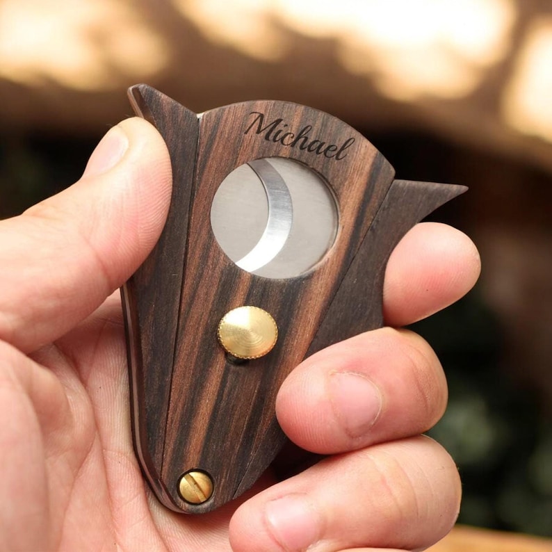 Personalized CIGAR CUTTER Custom Engraved Cigars Accessories Groomsmen Gifts for Him Dad Boyfriend Men Son Groom Wedding Birthday Golf Wood