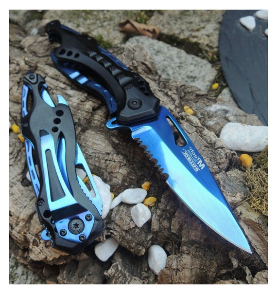 Personalized BLUE BLACK Pocket Knife Bottle Opener Screwdriver | Etsy