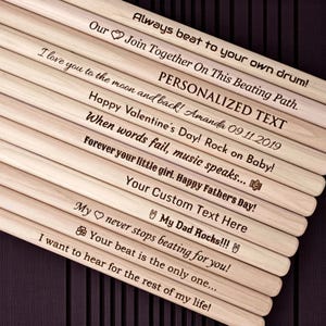 Personalized 7A DRUMSTICKS Drum Sticks Band Birthday Drummer Gift for Him Dad Men Boyfriend Musician Music PAIR Custom Engraved Engraved