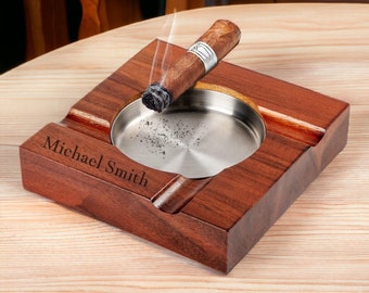 CENDRIER personnalisé cendriers en bois gravés personnalisés cigares accessoires fumeur de cigare garçons d'honneur cadeaux pour hommes lui papa célibataire grand-père