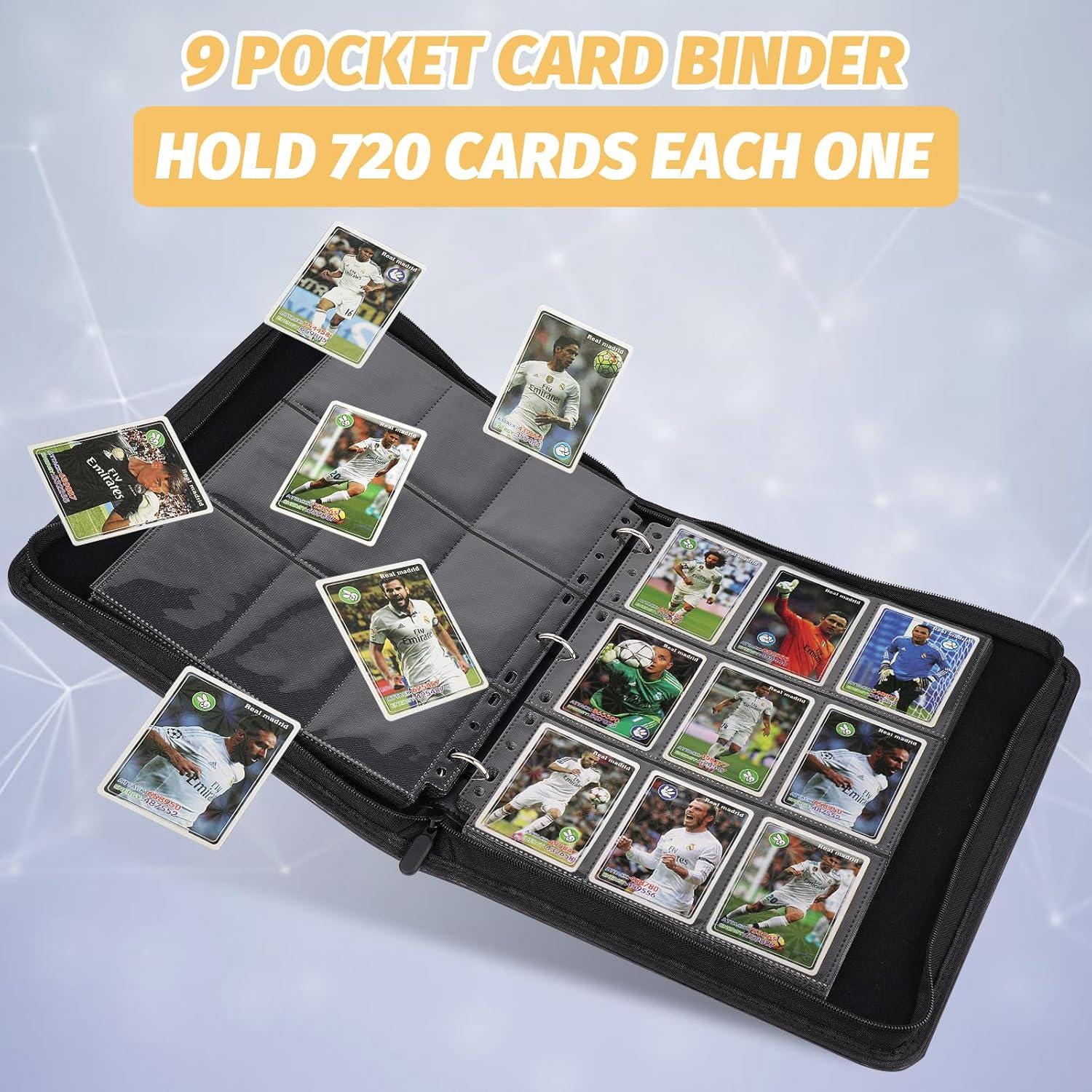 720 card binder – Capacity, Zippered Trading Card Holder for MTG, Sports & Collectible Cards – Acid-Free, Durable & Travel-Friendly Storage (Black, 9 Pocket) : Toys & Games 12 Pocket Card Binder, Ringless