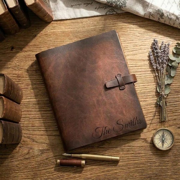 Personalized LEATHER PHOTO ALBUM Wedding Picture Scrapbook Couple Anniversary Birthday Gift for Her Mom Dad Women Boyfriend Custom Engraved