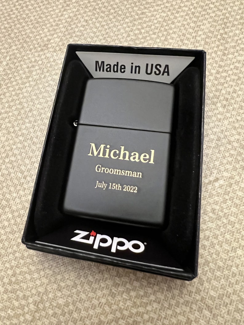 Custom Engraved ZIPPO Lighter MATTE BLACK Classic Gift for Etsy