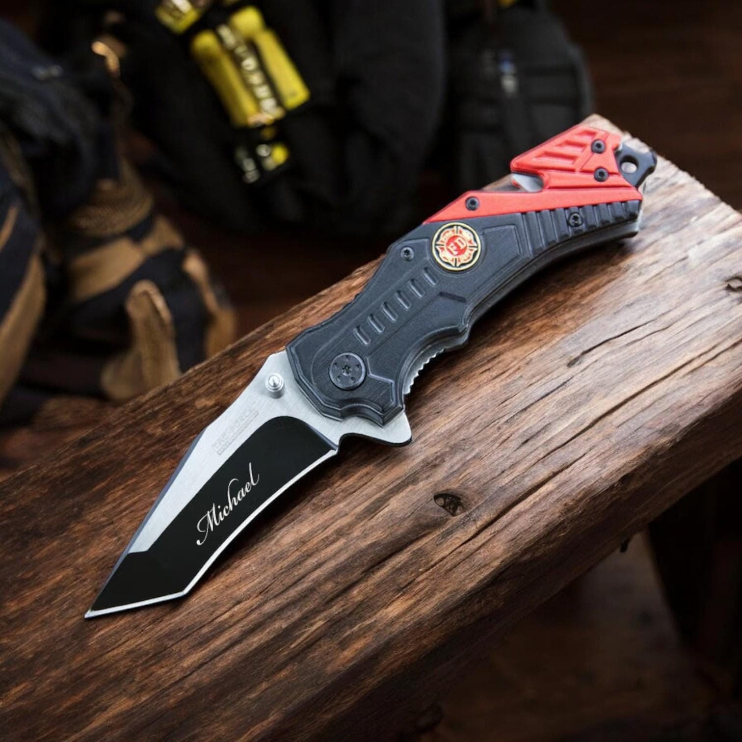 Personalized FIREFIGHTER FIREMAN Pocket Knife Knives Fire Academy Platoon Engine Custom Engraved Gift for Dad Him Grandpa Son Multitool