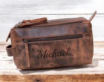 Personliga necessärer i läder, Dopp Kit, resväskor, accessoarer, marskalkar, födelsedagspresent till honom, pappa, män, present till män, personlig gravyr