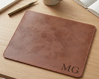 Personalized Leather MOUSE PAD Desk Pad Computer Corporate Boss Office Birthday Gift for Him Dad Men Her Mom Women Custom Engraved Engraved