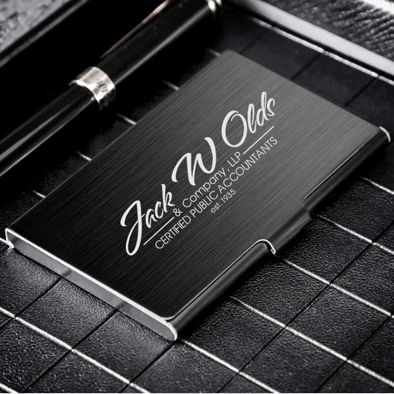 Personalized Business Card Holder Wood Custom Engraved Business Card Case Pocket Card Holder Christmas Personalized Gifts for Dad Husband Colleagues