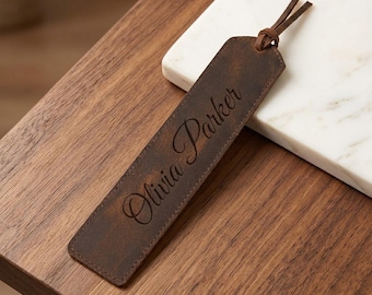 Personalized LEATHER BOOKMARK Book Lover Reading Reader Graduation Teacher Birthday Gift for Him Dad Men Her Mom Women Custom Engraved