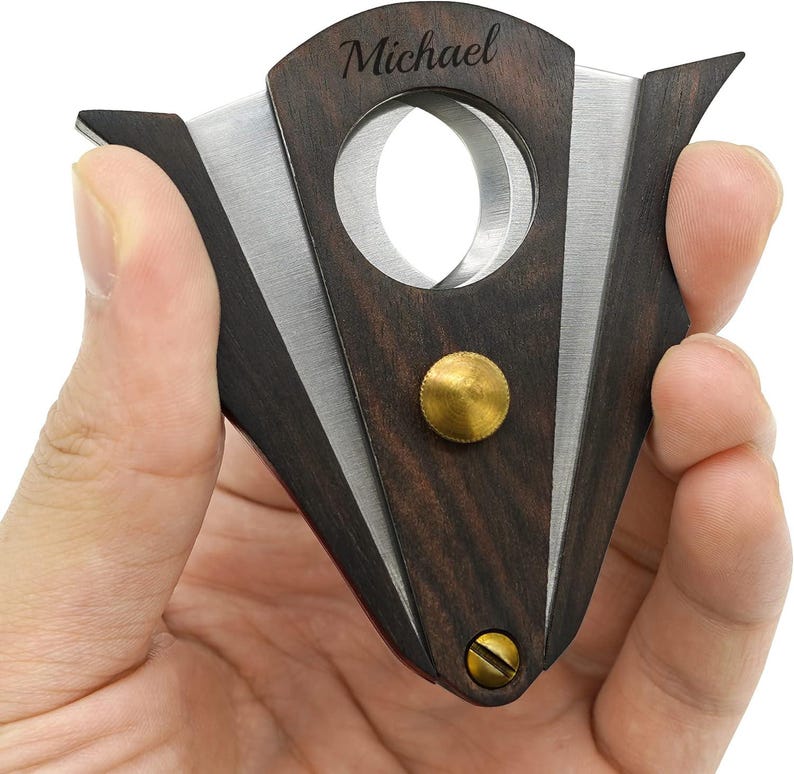 Cortador de puros personalizado, accesorios de madera para puros, regalo de cumpleaños para padrinos de boda, papá, hombre, padrino, esposo, novio, abuelo, grabado personalizado. imagen 3