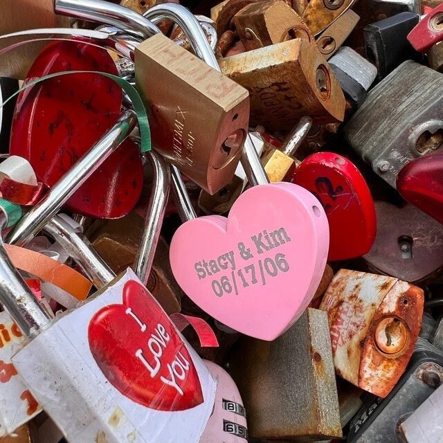 Lucchetto Dell'Amore A Forma Di Cuore Personalizzabile Con Foto, Nome E Data, In Alluminio, Per Coppie E Amici, Regalo San Valentino