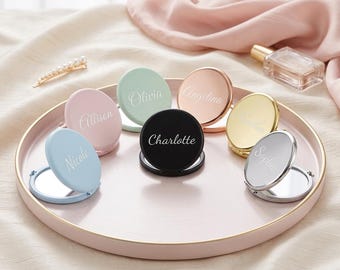 Personalized MIRROR Bridesmaid Bachelorette Bridal Shower Gift for Her Mom Women Bride Wedding Travel Birthday Grandma Fathers Day Custom