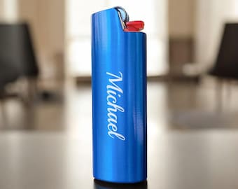 Custodia per accendino personalizzata, fodero per accendini, sigari, sigarette, regalo di compleanno per testimoni dello sposo, papà, uomo fumatore - BIC J6 Festa del papà personalizzata
