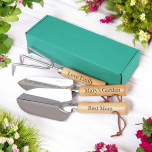 Personalized GARDENING TOOLS SET Garden Flower Home Gift for Him Dad Men Mom Her Women Retirement Birthday Boyfriend Grandpa Custom Engraved