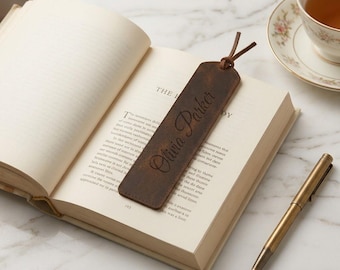 Personalized LEATHER BOOKMARK Book Lover Reading Reader Graduation Teacher Birthday Gift for Him Dad Men Her Mom Women Custom Engraved