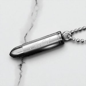 Personalized BULLET URN NECKLACE Cremation Jewelry For Men Women Human Ashes Keepsake Dog Cat Hair Pet Memorial Waterproof Custom Engraved