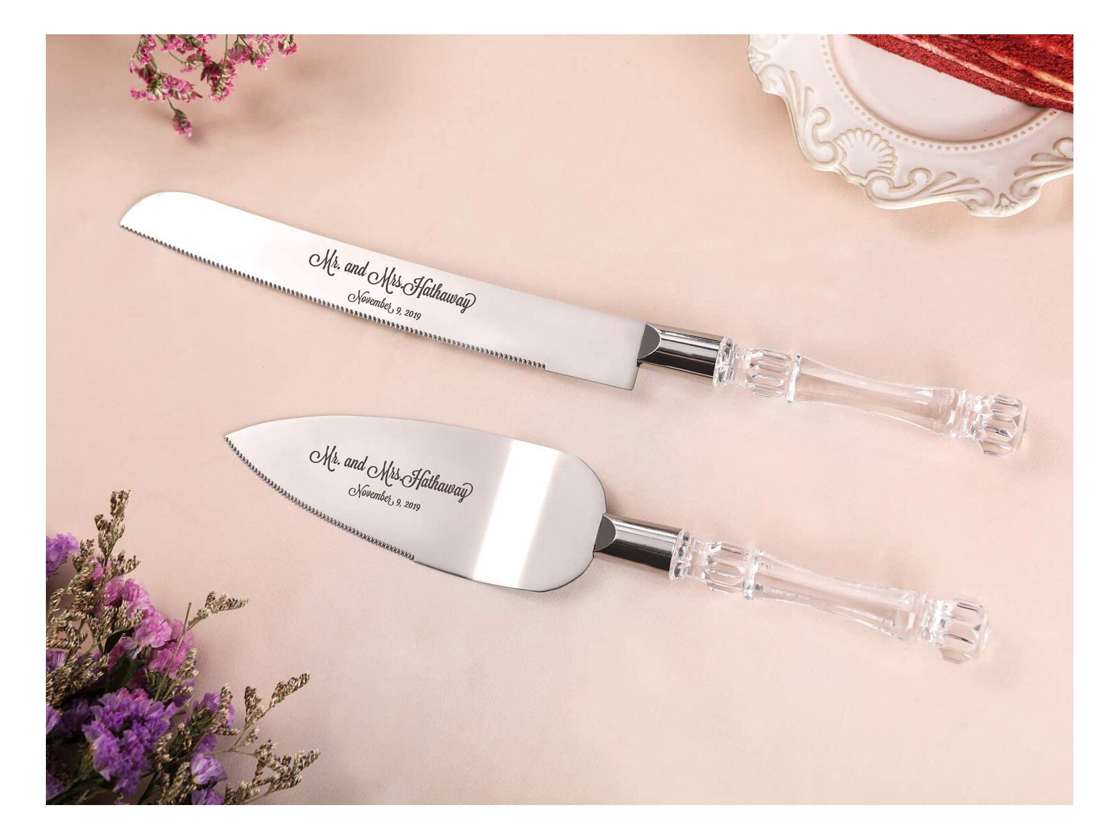 Personalized Wedding Cake Knife & Server Set Bride Bridal Etsy