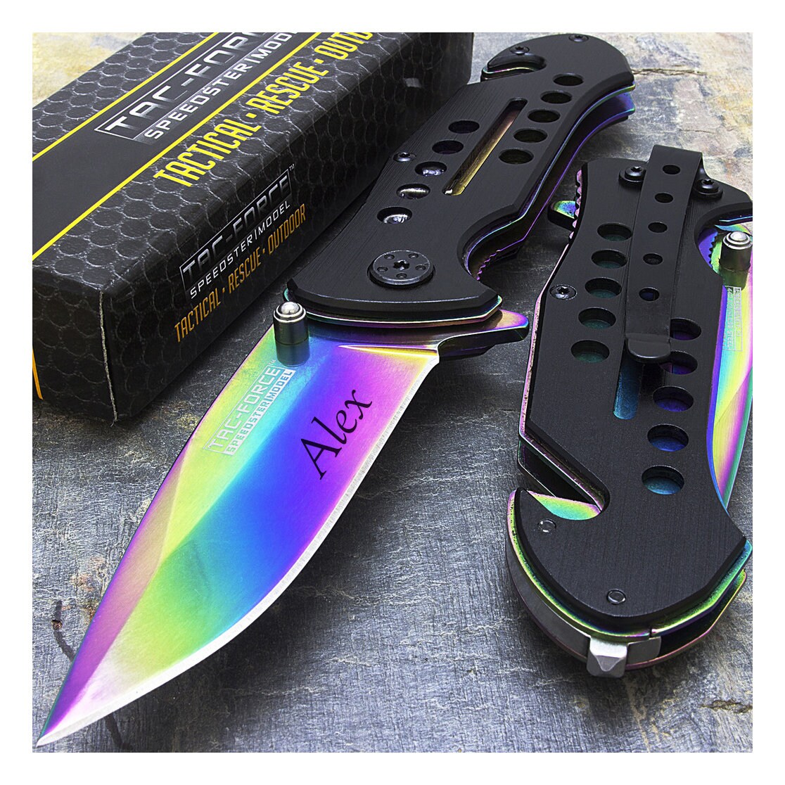 Personalized RAINBOW SPECTRUM Pocket Knife Oil Slick Multi | Etsy