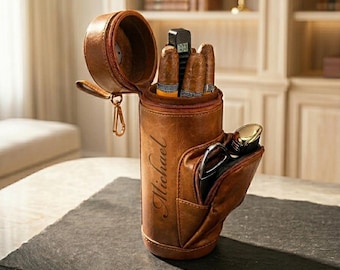 Estuche humidor de puros personalizado Accesorios para puros Caja de viaje Regalo de cumpleaños para padrinos de boda para él Papá Hombres Golf Novio Día del Padre Personalizado