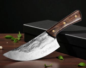Personalized VIKING CHEF KNIFE Butcher Cleaver Cooking Kitchen Housewarming Birthday Gift for Her Mom Women Men Wedding Custom Engraved